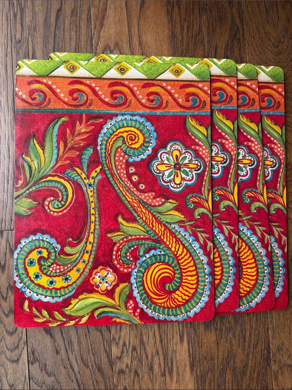 Vibrant Red Paisley Placemat Set of 4